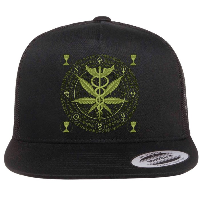 Medical Marijuana Alchemy Circle Flat Bill Trucker Hat