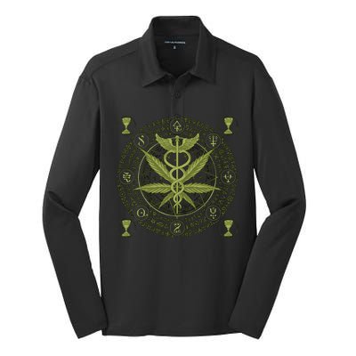 Medical Marijuana Alchemy Circle Silk Touch Performance Long Sleeve Polo