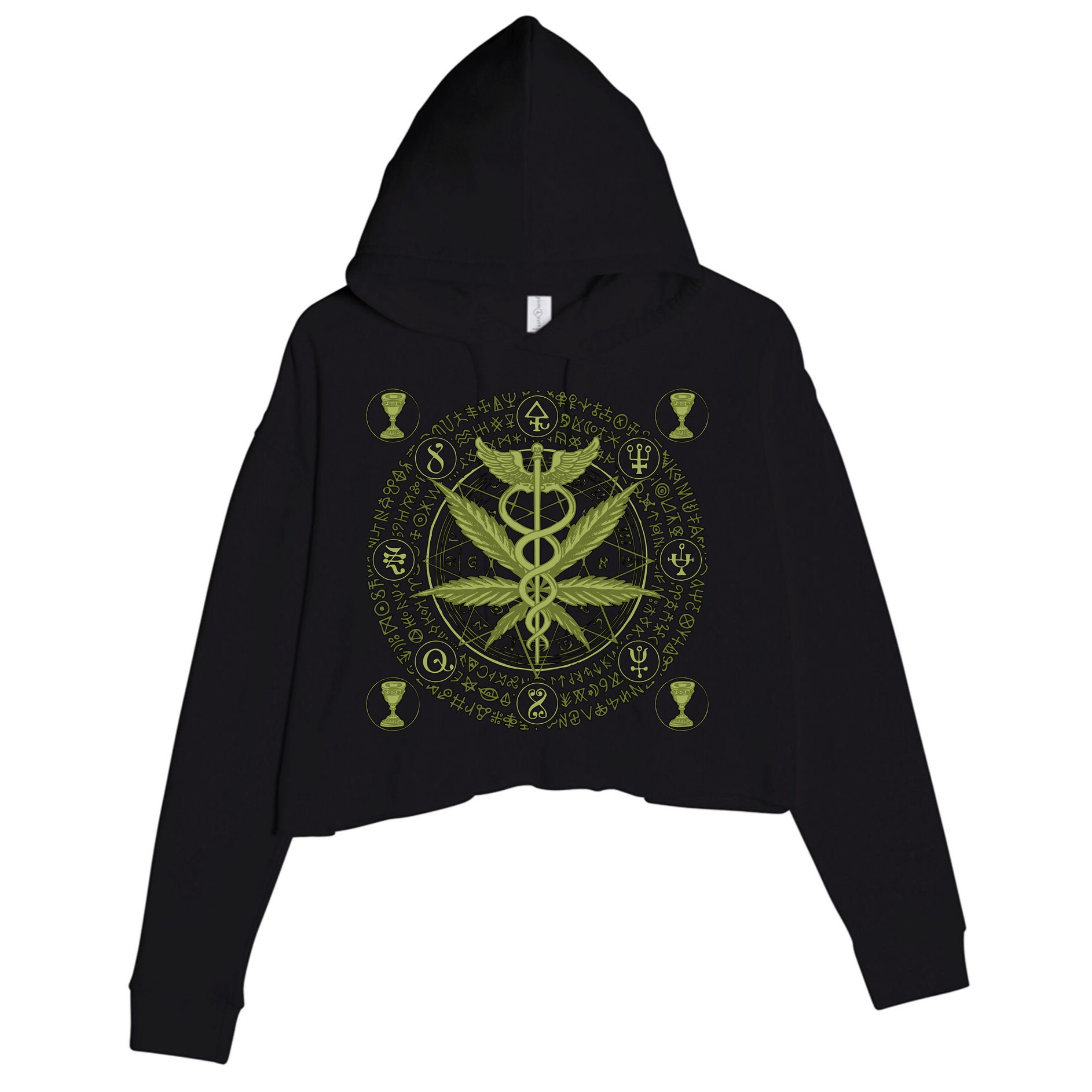Medical Marijuana Alchemy Circle Crop Fleece Hoodie