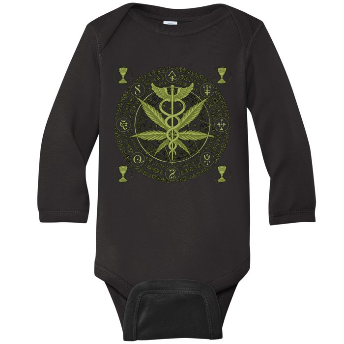 Medical Marijuana Alchemy Circle Baby Long Sleeve Bodysuit