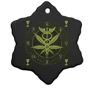 Medical Marijuana Alchemy Circle Ceramic Star Ornament