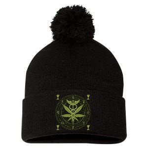 Medical Marijuana Alchemy Circle Pom Pom 12in Knit Beanie