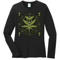 Medical Marijuana Alchemy Circle Ladies Long Sleeve Shirt