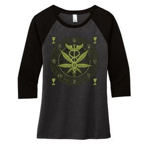 Medical Marijuana Alchemy Circle Women's Tri-Blend 3/4-Sleeve Raglan Shirt