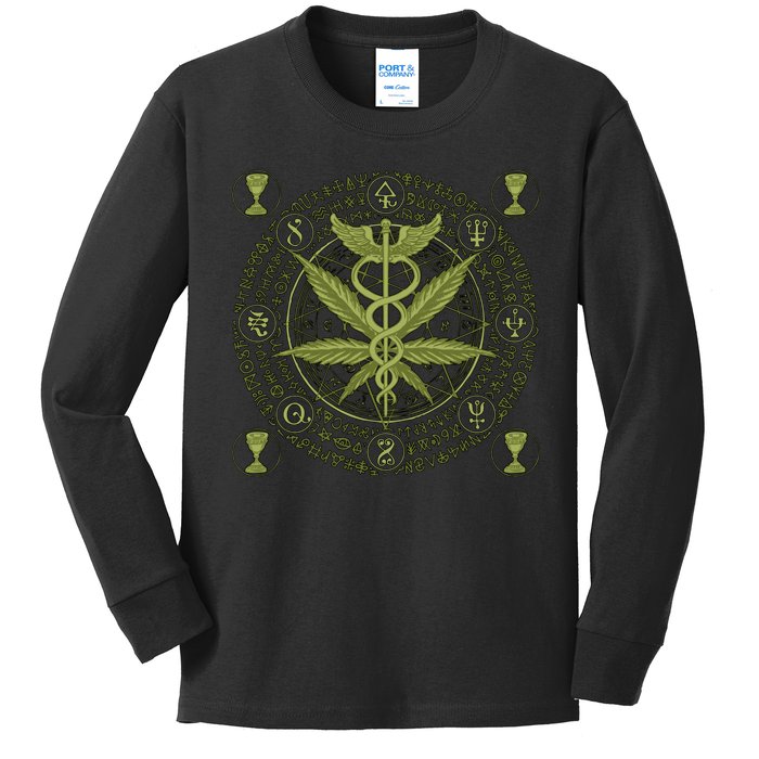 Medical Marijuana Alchemy Circle Kids Long Sleeve Shirt