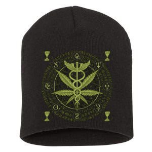 Medical Marijuana Alchemy Circle Short Acrylic Beanie