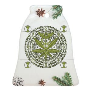 Medical Marijuana Alchemy Circle Ceramic Bell Ornament