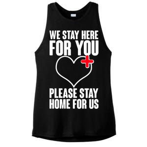 Medical Workers We Stay Here For You Ladies PosiCharge Tri-Blend Wicking Tank