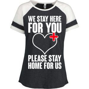 Medical Workers We Stay Here For You Enza Ladies Jersey Colorblock Tee