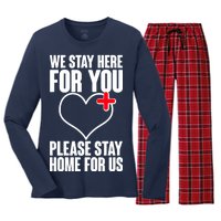 Medical Workers We Stay Here For You Women's Long Sleeve Flannel Pajama Set 