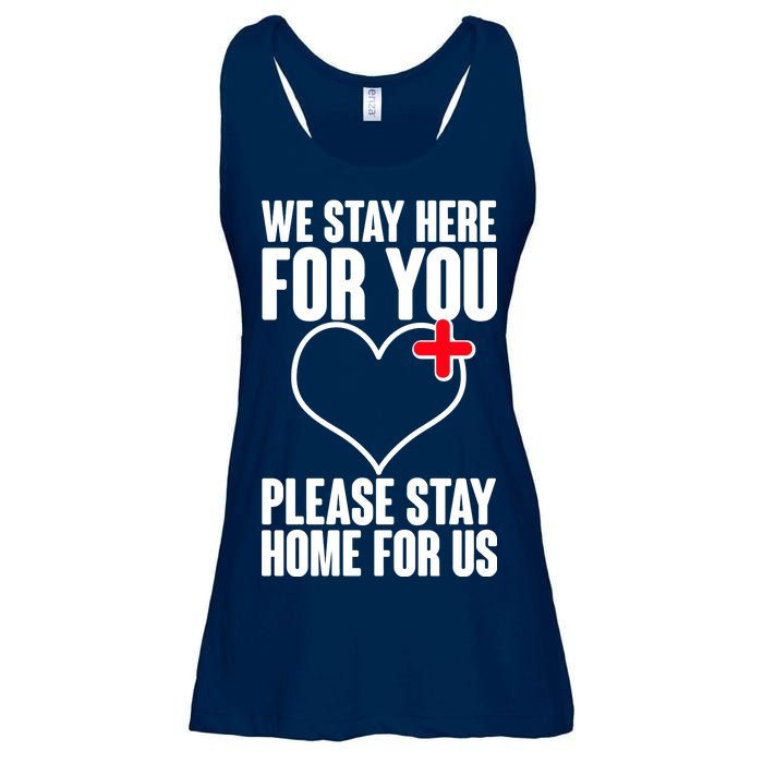 Medical Workers We Stay Here For You Ladies Essential Flowy Tank