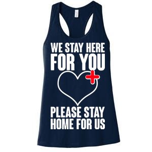 Medical Workers We Stay Here For You Women's Racerback Tank