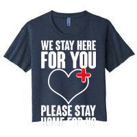 Medical Workers We Stay Here For You Women's Crop Top Tee