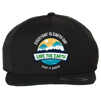 Make Everyday Earth Day Saving Mother Earth Landscape Design Gift Wool Snapback Cap