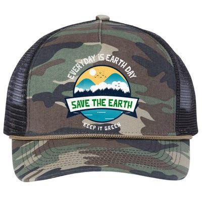 Make Everyday Earth Day Saving Mother Earth Landscape Design Gift Retro Rope Trucker Hat Cap