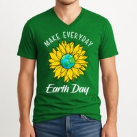Make Everyday Earth Day Sunflower V-Neck T-Shirt