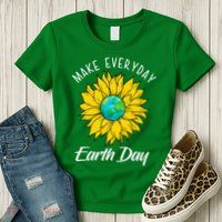 Make Everyday Earth Day Sunflower Womens T-Shirt