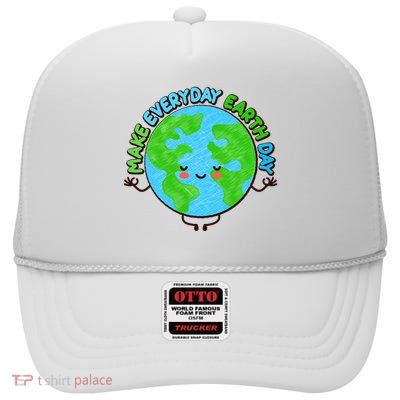 Make Everyday Earth Day Cute Meditating Yoga Earth High Crown Mesh Back Trucker Hat