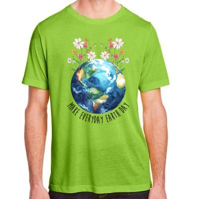 Make Everyday Earth Day Floral Globe Awareness Adult ChromaSoft Performance T-Shirt