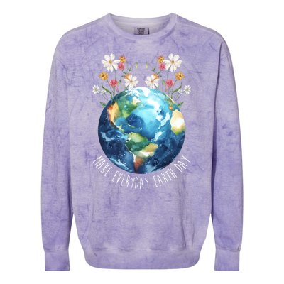 Make Everyday Earth Day Floral Globe Awareness Colorblast Crewneck Sweatshirt