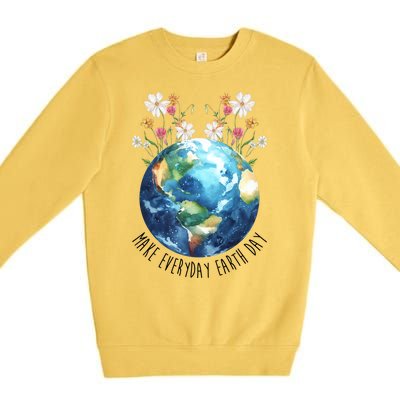 Make Everyday Earth Day Floral Globe Awareness Premium Crewneck Sweatshirt