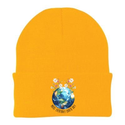 Make Everyday Earth Day Floral Globe Awareness Knit Cap Winter Beanie