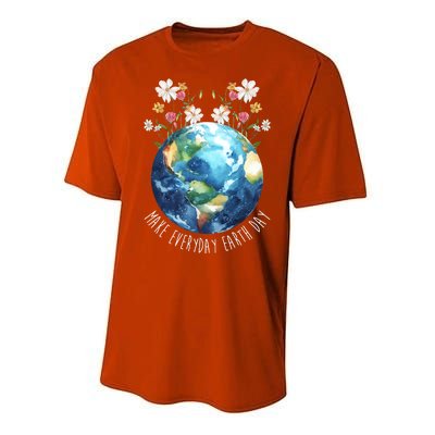 Make Everyday Earth Day Floral Globe Awareness Performance Sprint T-Shirt