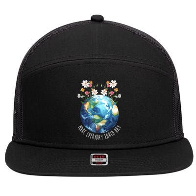 Make Everyday Earth Day Floral Globe Awareness 7 Panel Mesh Trucker Snapback Hat