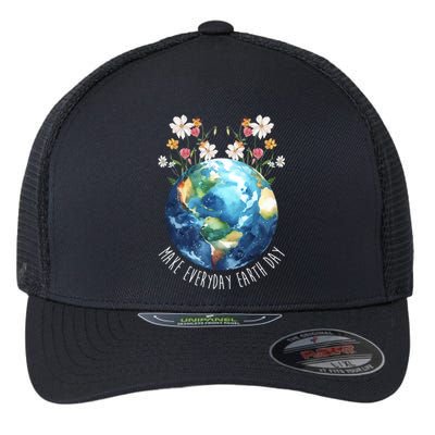 Make Everyday Earth Day Floral Globe Awareness Flexfit Unipanel Trucker Cap