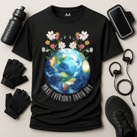 Make Everyday Earth Day Floral Globe Awareness Performance Shirt