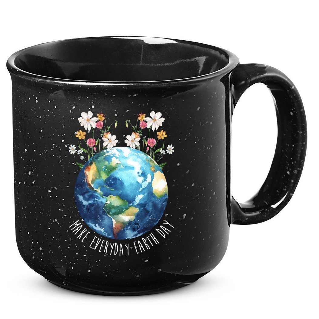 Make Everyday Earth Day Floral Globe Awareness 15oz Campfire Ceramic Mug