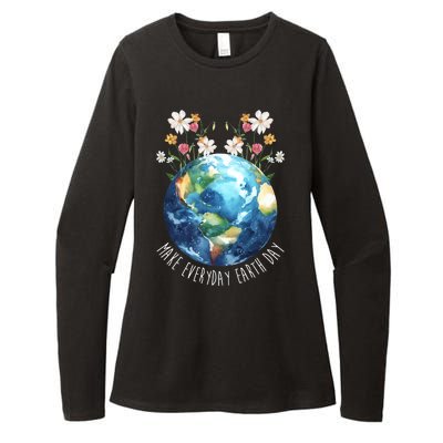 Make Everyday Earth Day Floral Globe Awareness Womens CVC Long Sleeve Shirt