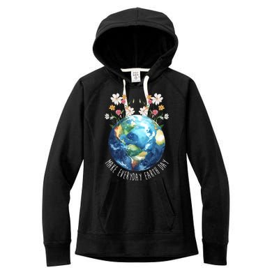 Make Everyday Earth Day Floral Globe Awareness Women's Fleece Hoodie