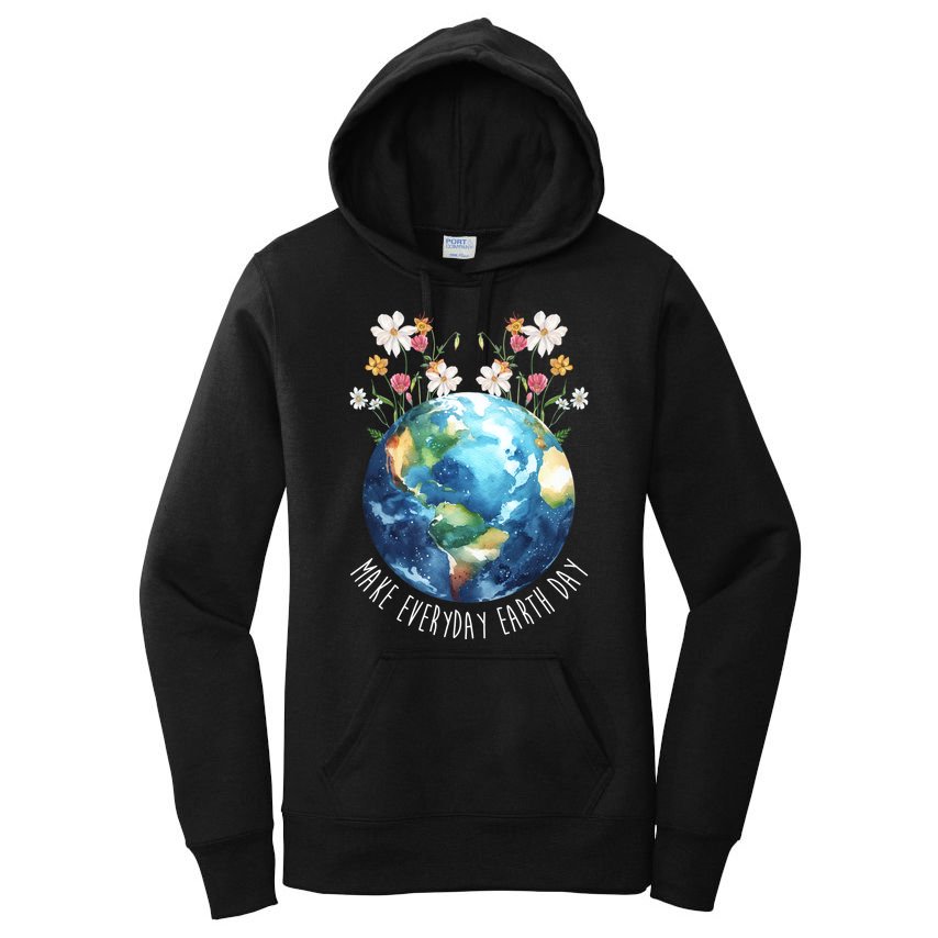 Make Everyday Earth Day Floral Globe Awareness Women's Pullover Hoodie