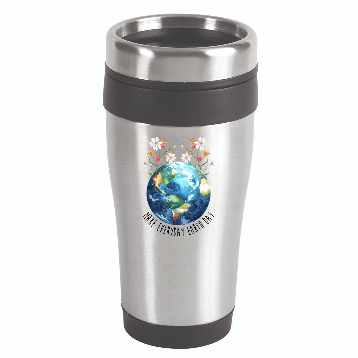 Make Everyday Earth Day Floral Globe Awareness 16oz Travel Tumbler