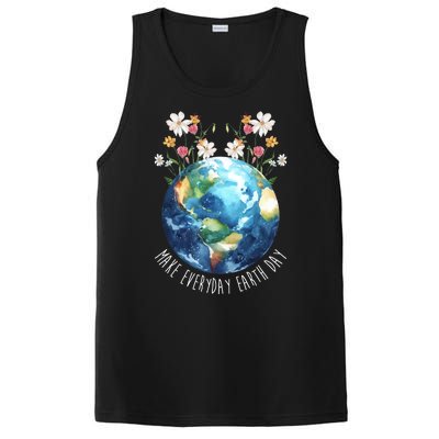 Make Everyday Earth Day Floral Globe Awareness PosiCharge Competitor Tank