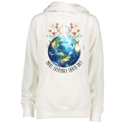 Make Everyday Earth Day Floral Globe Awareness Womens Funnel Neck Pullover Hood