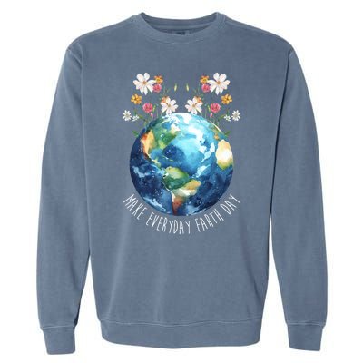 Make Everyday Earth Day Floral Globe Awareness Garment-Dyed Sweatshirt