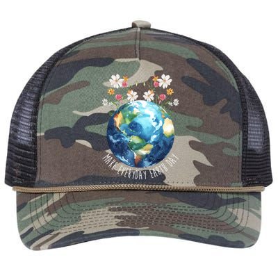 Make Everyday Earth Day Floral Globe Awareness Retro Rope Trucker Hat Cap