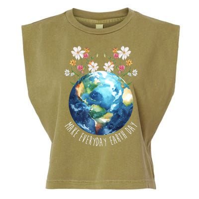 Make Everyday Earth Day Floral Globe Awareness Garment-Dyed Women's Muscle Tee