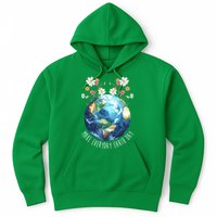 Make Everyday Earth Day Floral Globe Awareness Hoodie