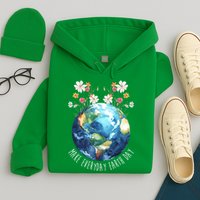 Make Everyday Earth Day Floral Globe Awareness Hoodie