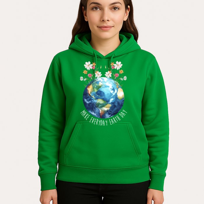 Make Everyday Earth Day Floral Globe Awareness Hoodie