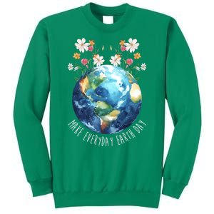 Make Everyday Earth Day Floral Globe Awareness Sweatshirt