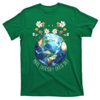 Make Everyday Earth Day Floral Globe Awareness T-Shirt