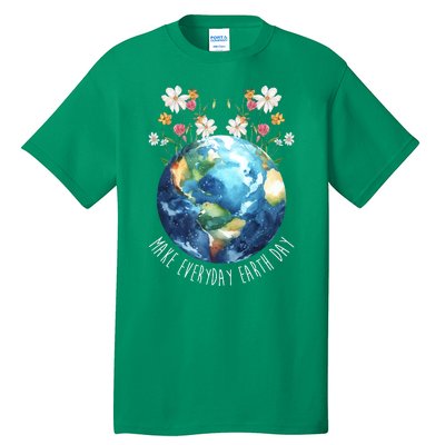 Make Everyday Earth Day Floral Globe Awareness Tall T-Shirt