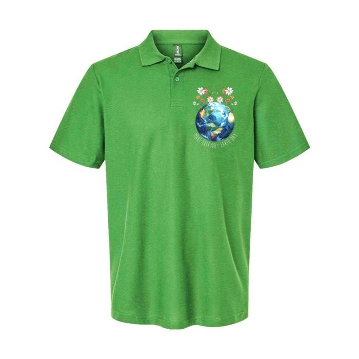 Make Everyday Earth Day Floral Globe Awareness Softstyle Adult Sport Polo