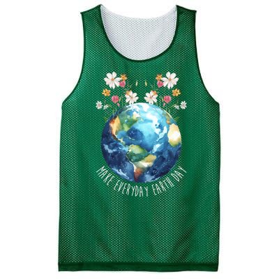 Make Everyday Earth Day Floral Globe Awareness Mesh Reversible Basketball Jersey Tank