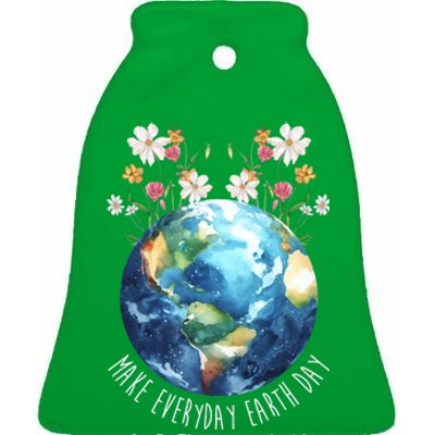 Make Everyday Earth Day Floral Globe Awareness Ceramic Bell Ornament