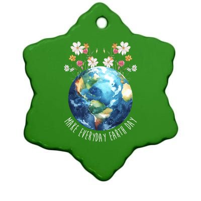 Make Everyday Earth Day Floral Globe Awareness Ceramic Star Ornament